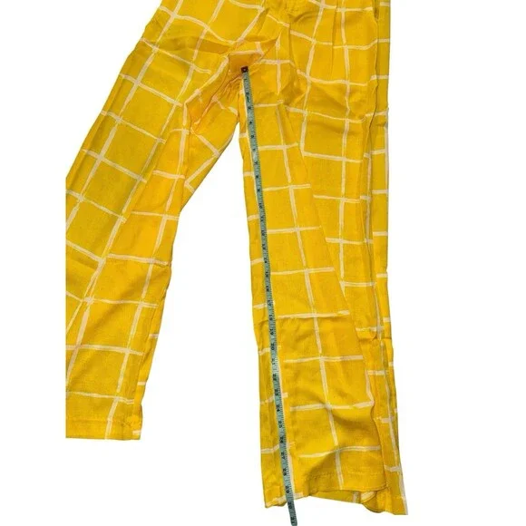 Moon River Yellow Windowpane Wide Leg Pants S High Waist Palazzo Summer NWT - Picture 8 of 8